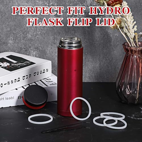 6 Pcs Water Bottle Gasket Replacement Silicone Seal O Rings Lid Replacement Wide Mouth Lid Water Bottle Leak Proof Compatible with Hydroflask Hydro Flask Replacement 2.2inch - Thumbnail 6