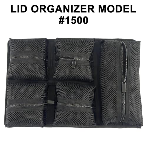 Image of LAFENLIN Lid Organizer for Pelican 1500 Case, Hook & Loop (Screws Inc.) | Upgraded 5-pocket Thick Mesh Lid Organizer for Photographers & Divers. Secures Camera Gear & Tools, No More Loose Items