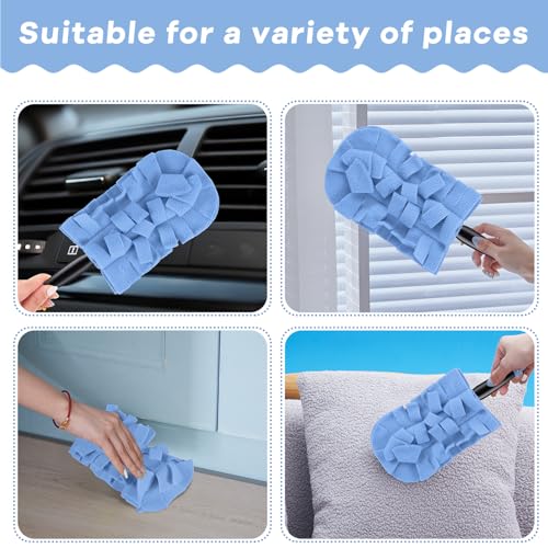 Image of Zubebe 12 Pcs Reusable Duster Refills Fleece,Blue | Soft Polyester Fiber Flat Duster Refill Multi Surface Washable Cleaning Pad Tools for Home, Blinds, Car, Pet, Furniture, Fans