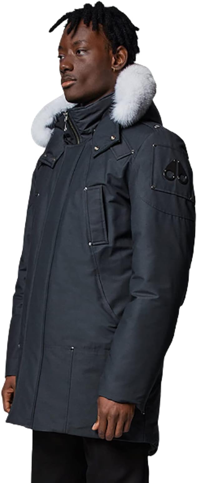 Moose Knuckles Men's Stirling Parka Outerwear, Granite with White Fur, XL