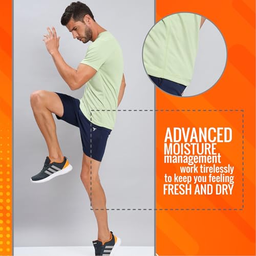 Image of TECHNOSPORT Men's Slim Fit Polyester Activewear Sports T-Shirt with Moisture-Wicking Comfort for Workout, Running & Gym