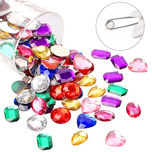 1" Jewels For Crafting Assorted Colorful Flat Back Heart Shaped Jewel Gems Acrylic Rhinestones For Crafts, Manualidades Accesorios Decoraciones Costume Making Cosplay Jewels For Embelishments 120 Pack #TOP3