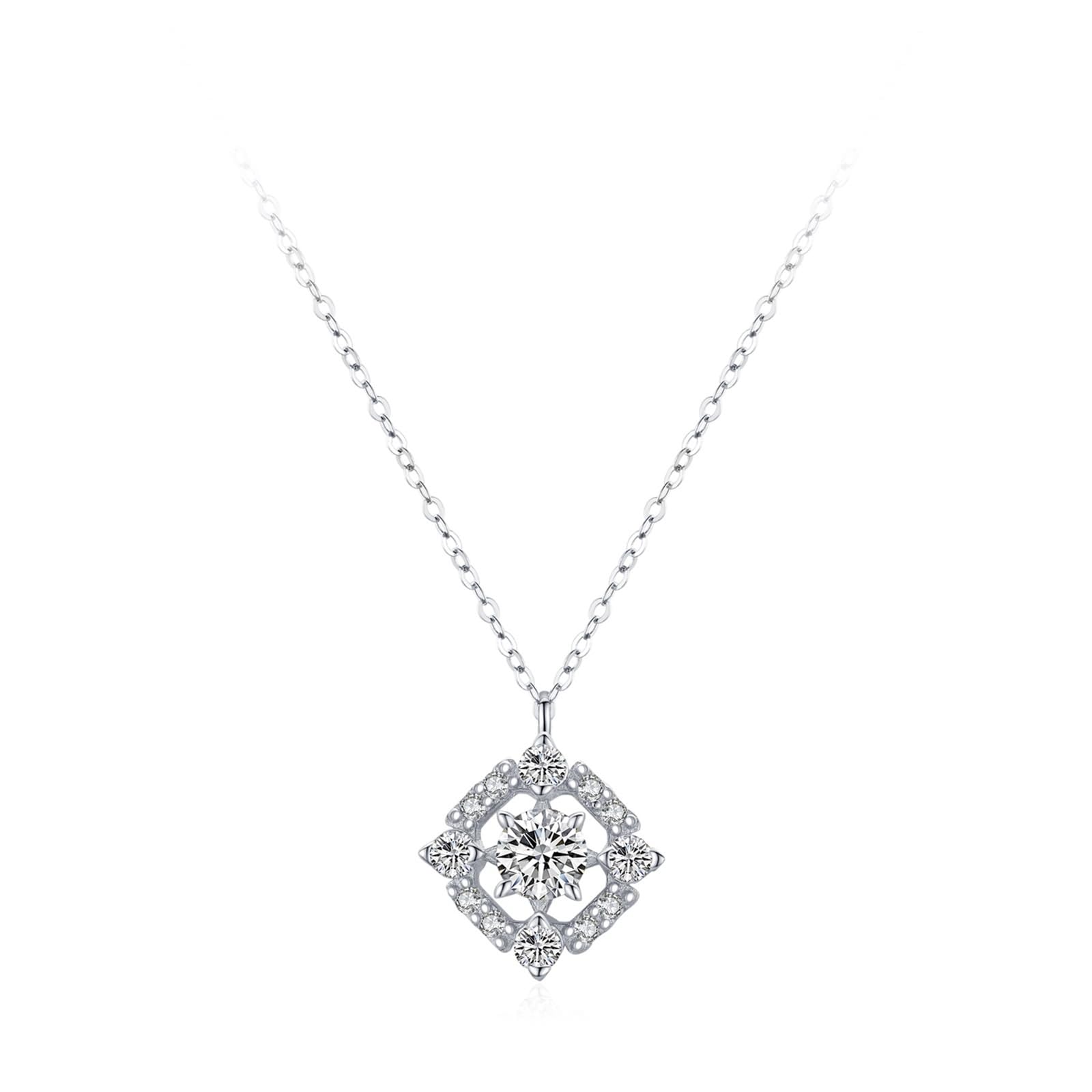 Au 375/585/750 - Cadena de oro blanco para mujer con colgante de oro blanco, 9 K, 14 K, 18 K, 40 + 5 quilates