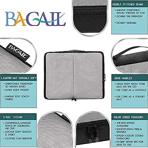Bagail 6 Set Packing Cubes,Travel Luggage Packing Organizers With Laundry Bag(Black Net) #TOP2