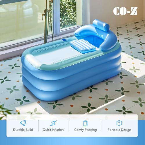 image for CO-Z Inflatable Adult Bath Tub, Free-Standing Blow Up Bathtub with Fol