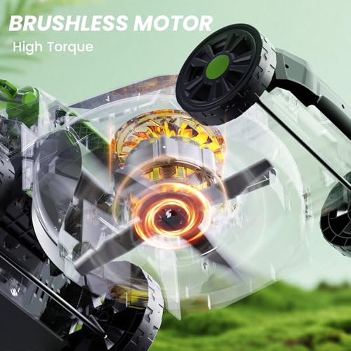 Image of 40V Cordless Lawn Mower, 17 inch Walk Behind Electric 4.0 Ah Battery Powered Lawnmower, with 50L Grass Bag, Brushless Motor, 6 Adjustable Cutting Heights, for Garden /Patio /Yark /Lawn - White