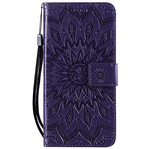 Preisvergleich Produktbild Tosim OnePlus 7 Hülle Leder, Klapphülle mit Kartenfach Brieftasche Lederhülle Stossfest Handyhülle Klappbar Case für OnePlus7 - TOKTU020327 Violett