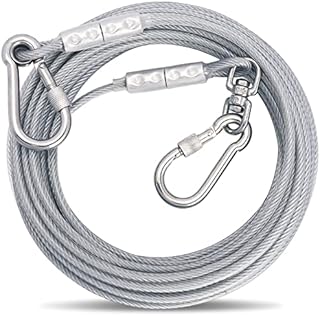 Orange Dog Tie Out Cable Lead With Steel Buckle,3/6/9/15m Dog Runner Cable with Swivel Hook ,Dog Leash Run Tether for Yard Outdoor Camping,for Dogs Pets Up to 500 LB3m