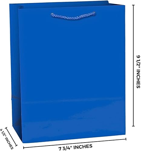 Miniatura 2 de Bolsas de papel medianas brillantes y brillantes (paquete de 12)  9.5 x 7.75 pulgadas, bolsas de regalo de colores vibrantes, duraderas y