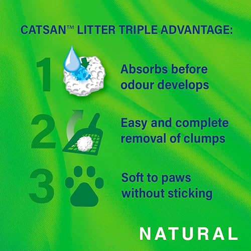 Image of Catsan Natural Clumping Cat Litter 20 Litre Bag, 100 Percent Biodegradable, Extra Absorbent