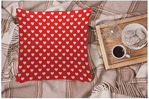 Wondertify Pillow Cover Red And White Hearts Polka Dot - Soft Linen Pillow Case For Decorative Bedroom/Livingroom/Sofa/Farm House - Couch Pillow Cushion Covers 18X18 Inch 45X45 Cm #TOP2