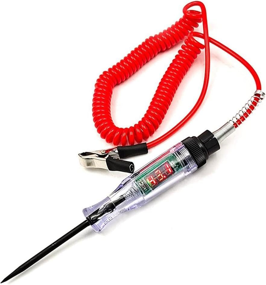 Luz de Prueba Automotriz de Servicio Pesado de 3-70V, Probador de Relé LED Digital con Cable de Resorte Retráctil de 110 Pulgadas, Probador de