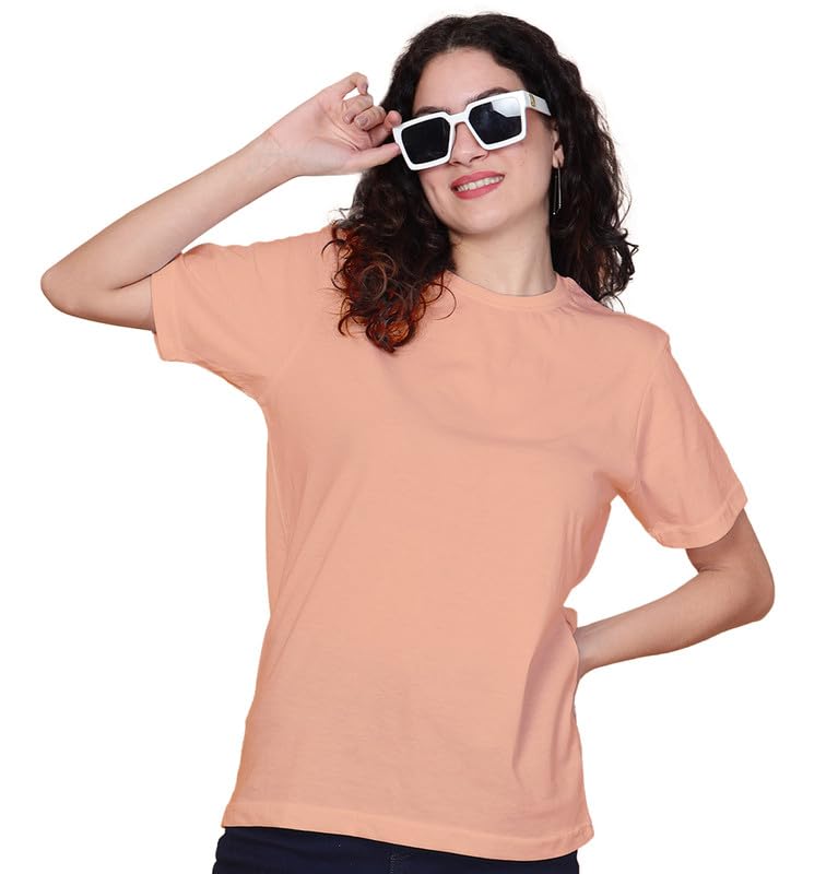 Image of Sleepynuts Women Boyfriend Plain Round Neck Half Sleeve T-Shirt
