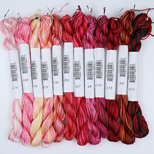 Image of KCS Big skeins of 25 Meters Size 25 Color Variegated Cross Stitch Stranded Threads,12 skeins,05