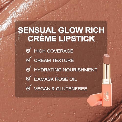 Oulac Satin Matte Lipstick Orange, Brown Long Lasting Lip Stick, Intense Color with Smooth Creamy Texture Lip Colour - Image 4