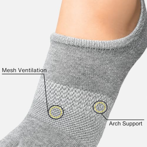 Image of Soxsense No Show Toe Socks Premium Cotton for Women, Align Toes Five Finger Liner Low Cut Thin Socks for Bunion, (4 Pairs)