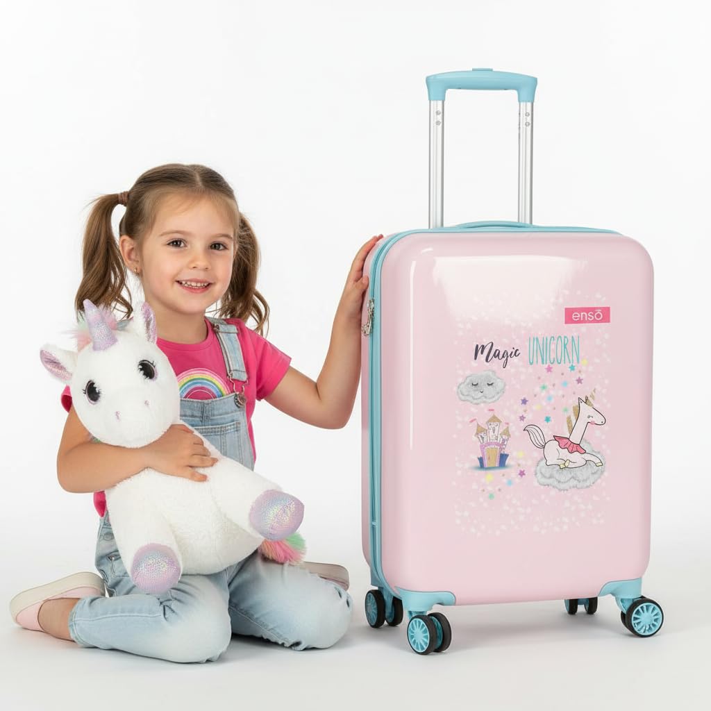 Enso Magic Unicorn Maleta de cabina Rosa 38x55x20 cms Rígida ABS Cierre de combinación lateral 34L 2 kgs 4 Ruedas dobles Equipaje de Mano