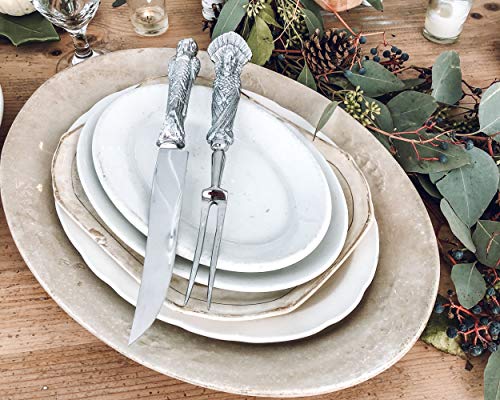 Arthur Court Thanksgiving Turkey Handed Carving Set - Forged Stainless Steel Carving Fork and Carving Knife