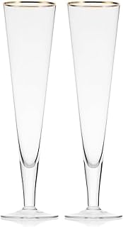 Mikasa Gold Rim Wedding Anniversary Champagne Toasting Flutes Gift Boxed, Set Of 2, 8 Ounce