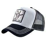 Unisex Animal Mesh Trucker Hat Snapback Embroidered Patch Baseball Caps (Black White Goat)
