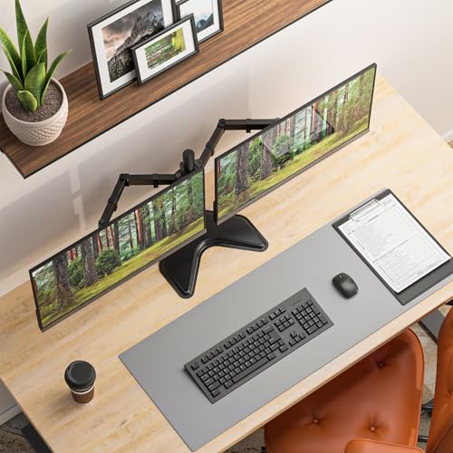 Image of WALI Dual Monitor Stand for Desk, Monitor Stands for 2 Monitors up to 27 inch, Mount Fits up to 22lbs, Free Standing Full Motion Arm for Desk (MF002), Black