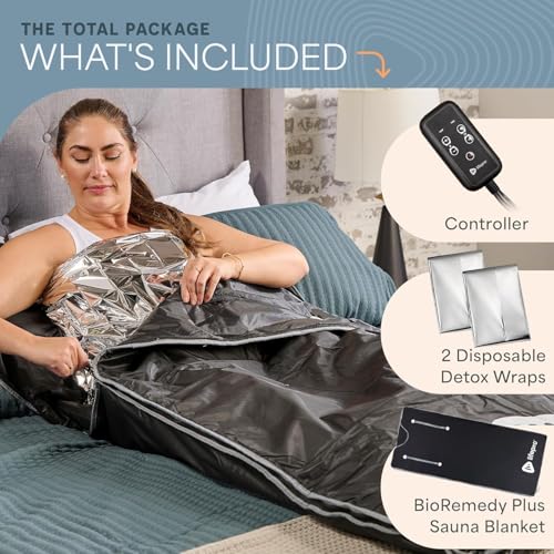 Image of Lifepro BioRemedy Infrared Sauna Blanket for Home Relaxation Detox | Portable Low EMF Carbon Fiber Dual-Layer, Adjustable 86-158F, 20-60 Min Timer, Far Infrared Full Body Relaxation