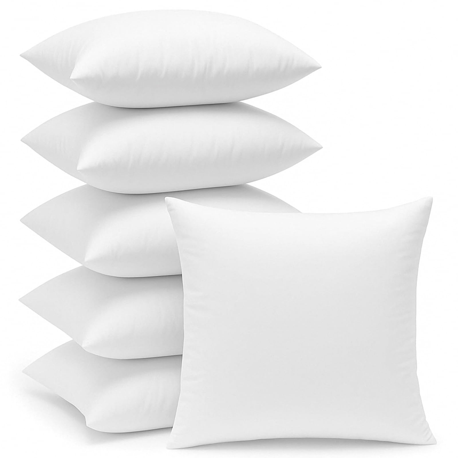 Relleno Cojín 45x45 cm (Pack de 6), Fibra Virgen Siliconada Hipoalergénica, con Cremallera Ajustable – Almohadas Suaves para Sofá, Cama y Fundas Decorativas – Alta Recuperación y Confort