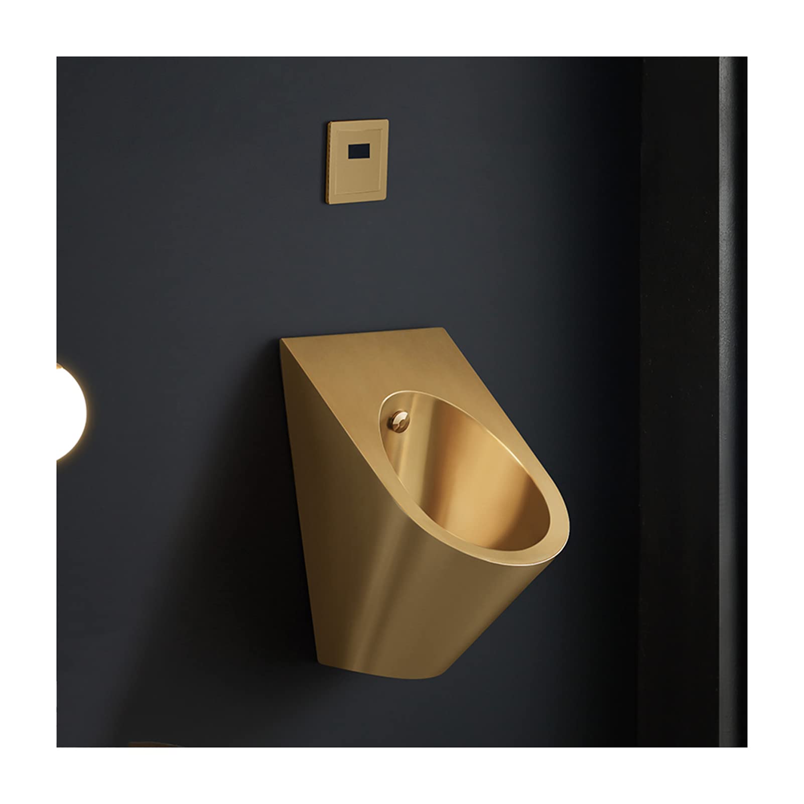SSRURYWZ Men Urinal,Wall Mounted Stainless Steel Urinal,Men's Bathroom Urinal,Intelligent Induction Flush Commercial Adult Urinal,for Homes, Hotels, Schools (Gold with Sensor)