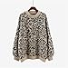 CORIRESHA Women's Casual Leopard Sweater Crewneck Dropped Shoulders Long Sleeve Animal Knit Top