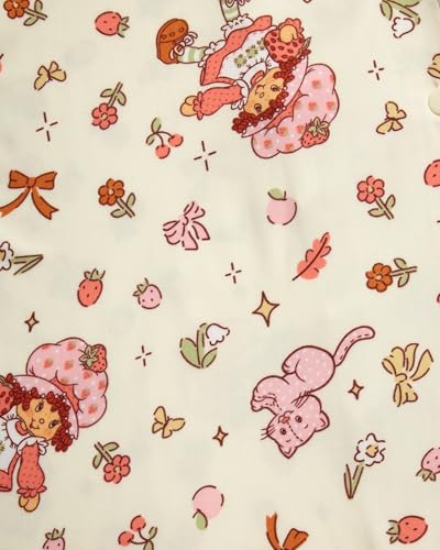 Image of COCO BRANDS Strawberry Shortcake Womens Pajama Sets - 2 Piece Soft Stretch Button Down Sleep Shirt and Pajama Pants