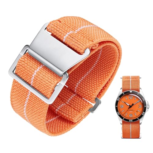 Image of BINLUN Elastic Nylon Watch Band 18mm 20mm 22mm Marine Nationale Fabric Military Parachute Replacement Watch Strap Men Women Silver & Black Buckle - Upgraded Hook-and-Loop Buckle
