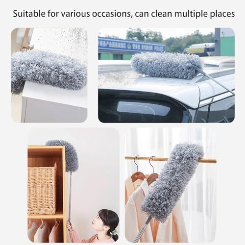 Image of Extra-Long Dust Collector with Extension Rod, 30-100 Inches in Length with Two Bendable Heads Microfiber Dust Collector That can be Extended is Used to Clean High Ceilings Ceiling Fans Cobwebs