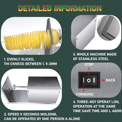 Cortadora profesional espiral para papas de acero inoxidable miniatura 6