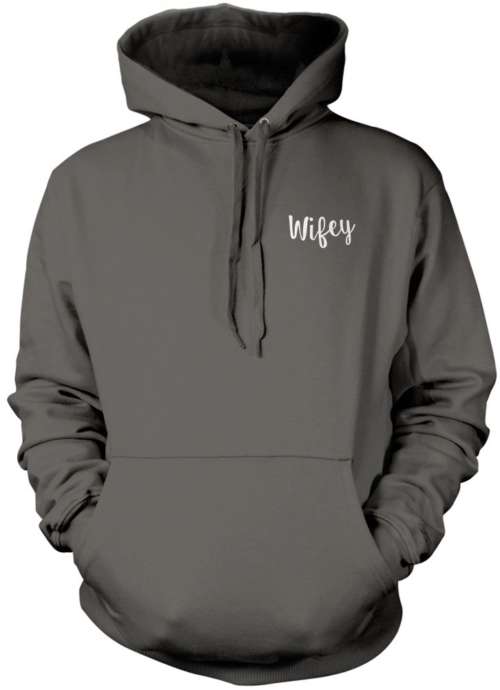 Hotscamp Boys Heather Grey Wifey Pocket Design Unisex Hoodie - Grey Large