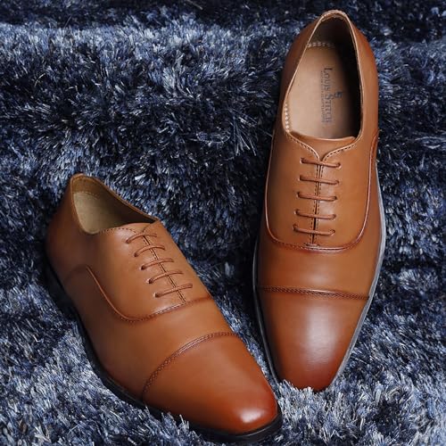 Image of LOUIS STITCH Men's Italian Leather Oxford Formal Shoes Handmade Lace Up Shoes for Men Officewear (LSEUOX)
