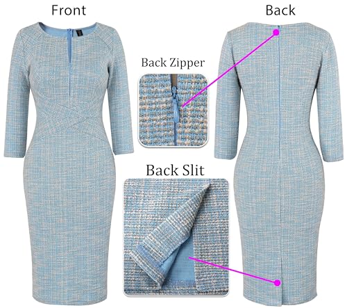 Image of VFSHOW Womens Slim Zipper Up Work Business Office Party Bodycon Pencil Sheath Dress