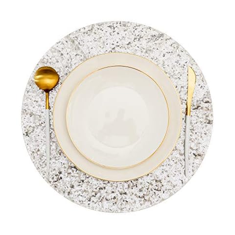 HYOUBALA Sequin Round Placemats Set Cover