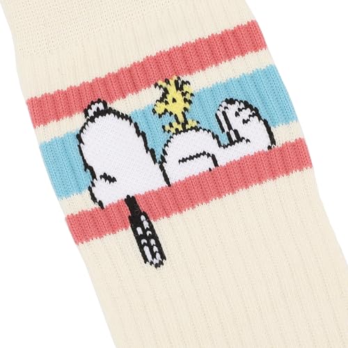 Bioworld Peanuts Snoopy Varsity Stripes Mens Athletic Crew Socks4