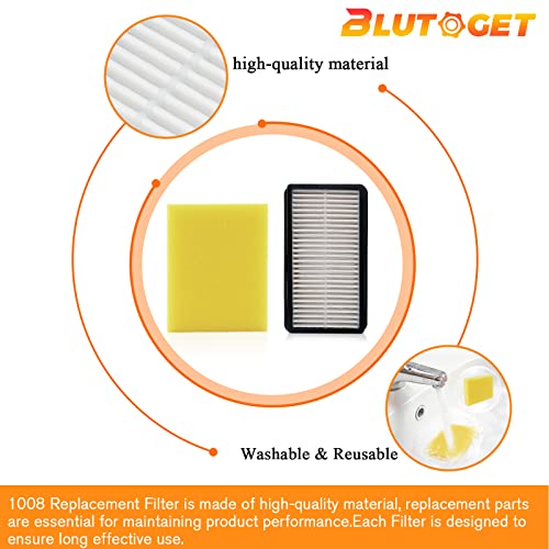1008 Vacuum Filters 2 + 2 Pack - Compatible For Bissell 1008 Cleanview Upright 9595A 1819 1822 1825 1831 1330 1332- Compare To Part 2032663 1601502 (2 Pre-Motor Foam & 2 Post-Motor Filters 1 Brush) #TOP2