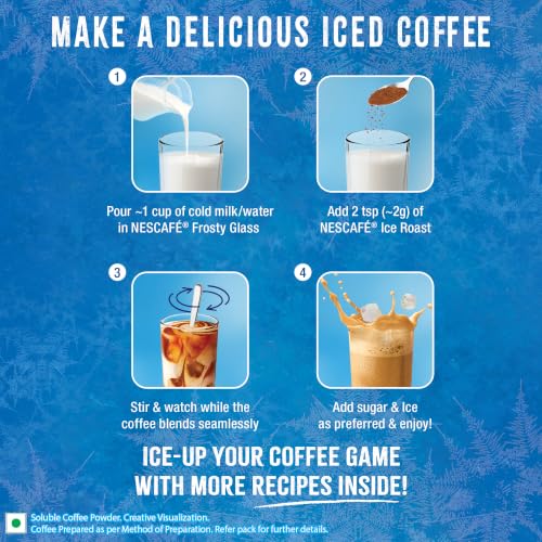 Image of NESCAFE Ice Roast Coffee Powder with Frosty Glass And Recipe Book, 90g