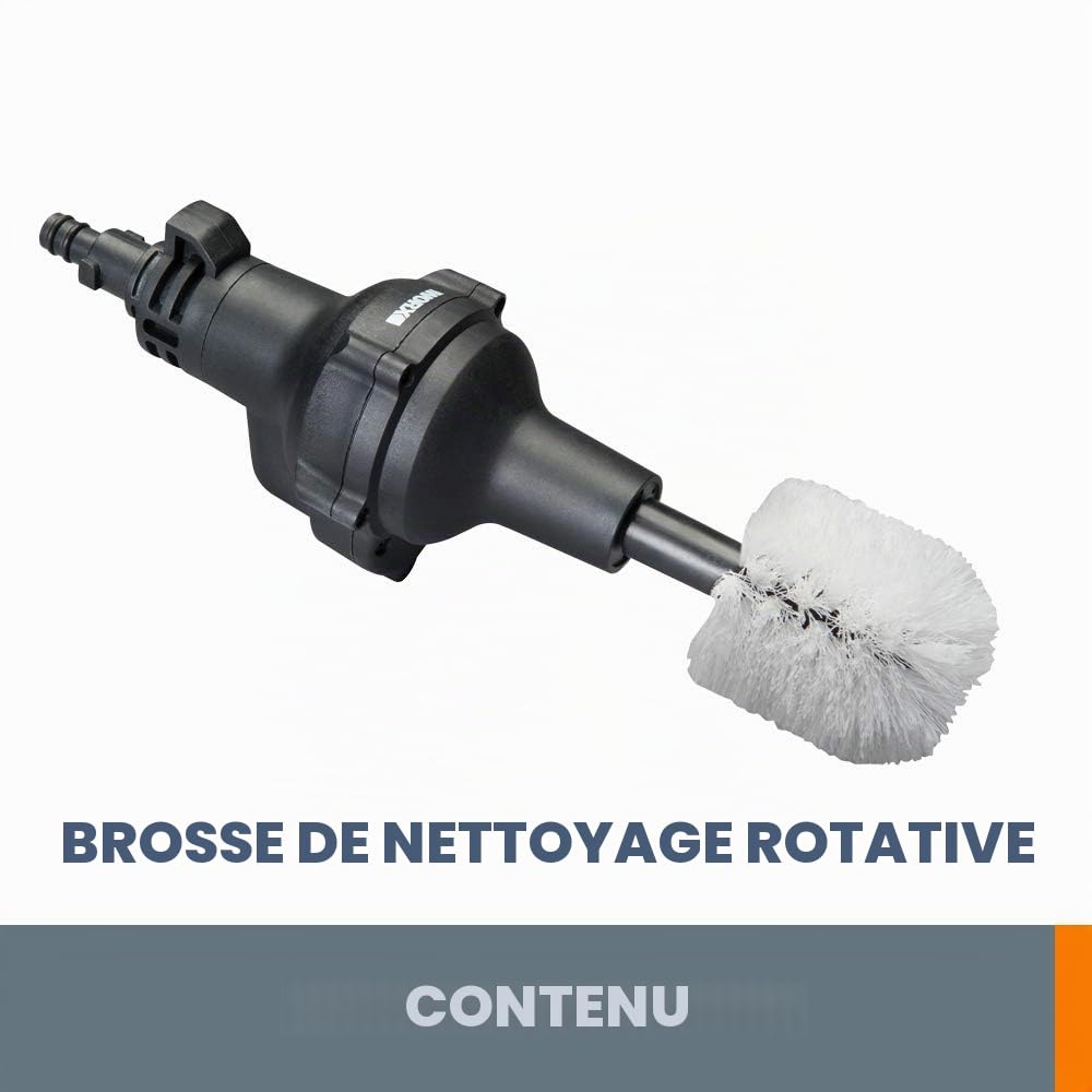 WORX Hydroshot WA4042 Brosse de Nettoyage rotative à dégagement Rapide Noir