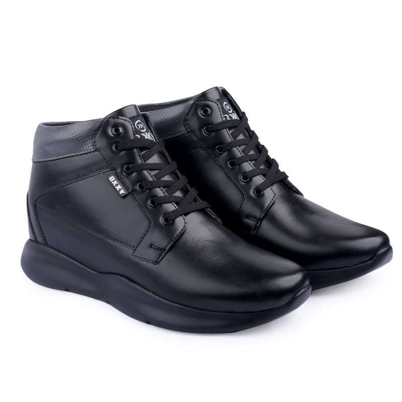 Global rich Men’s Hidden Height Increasing 3 Inch Elevator Formal Shoes for Men | Casual Boots for Men || Premium Collection Casual Shoes for Men in Black, Grey & White Colour
