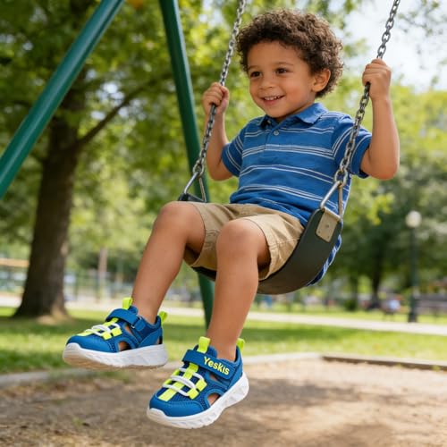Image of YESKIS Toddler Boys Girls Sport Sandals Outdoor Athletic Hiking Running Tennis Barefoot Shoes Lightweight Closed Toe Adjustable Strap for Toddler and Little Kids