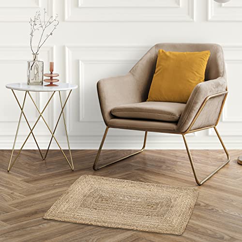 Jute Cotton Rag Rug 2X3' | Hand Woven Rug | Living Room Rugs | Kitchen Rugs | Jute Burlap Rag Rug 24X36 Inch | Rustic Rug | Natural Rug | Runner Rugs | Entry Way Rugs(Rect W-2 X L-3 Feet) #TOP30