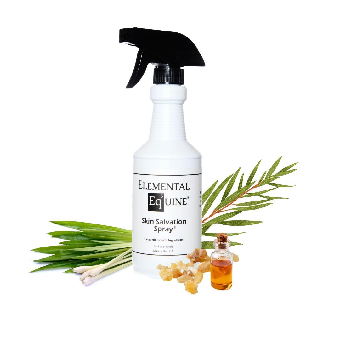Elemental Equine Skin Salvation Spray 16oz for Horses - Helps with Mane and Tail Rubbing and Scurf, Hives, Daily Maintenance to Support a Healthy Hair Coat After Treatment of Skin Conditions.