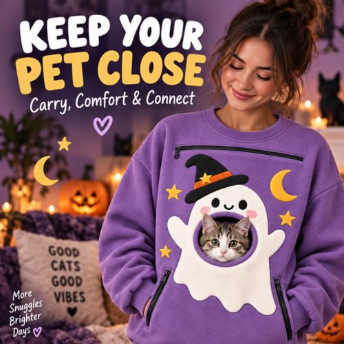 Halloween Pet Carrier Sweatshirt Pumpkin with Front Pull Pocket Sweatshirt - image 4