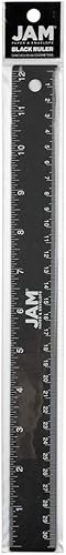 Miniatura 5 de JAM PAPER Regla de aluminio fuerte  12 pulgadas  Regla de metal con respaldo de corcho antideslizante  Negro metálico  Se vende individualmente