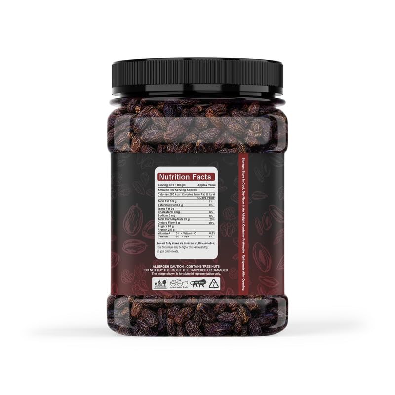Image of HIMANSHI HERBALS Black Dry Dates 250g | Premium Sukha Khajoor (Chhuhara) | Dried Dates Kharak | Dry Fruit for Mithai, Prasad & Homemade Sweets | Jar Pack