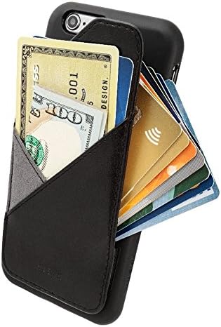 [iPhone 6/6S] Wallet Case with Drop/Shock Protection - Card Holder for Up to 8 Cards - Quickdraw by HUSKK - Black [Eco Leather TPU]