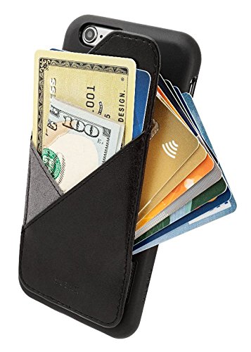 HUSKK [iPhone 6/6S] Wallet Case with Drop/Shock Protection - Card Holder for Up to 8 Cards - Quickdraw Black [Eco Leather TPU]